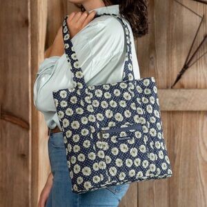 Bella Taylor Dotted Daisy Navy Large Shoulder Tote.